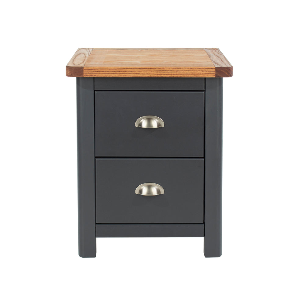 Dunkeld 2 Drawer Bedside Cabinet Midnight Blue Antique Oak Effect Wax (DHD) Image 2