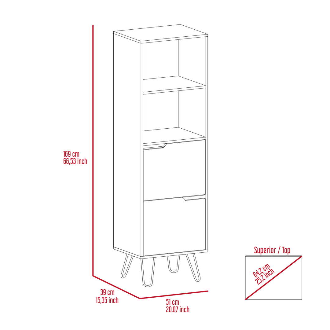 Manhattan Tall Bookcase, With 2 Doors Bleached Pine Grey Stone (DHD) Image 6