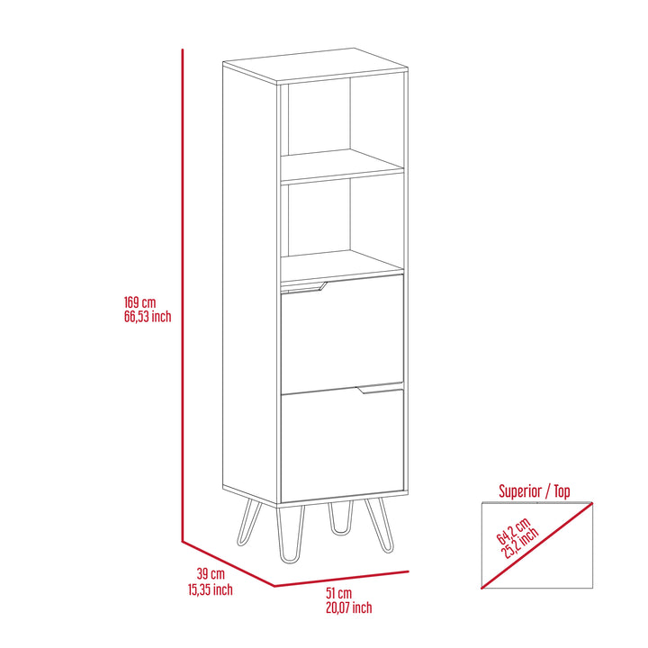 Manhattan Tall Bookcase, With 2 Doors Bleached Pine Grey Stone (DHD) Image 6