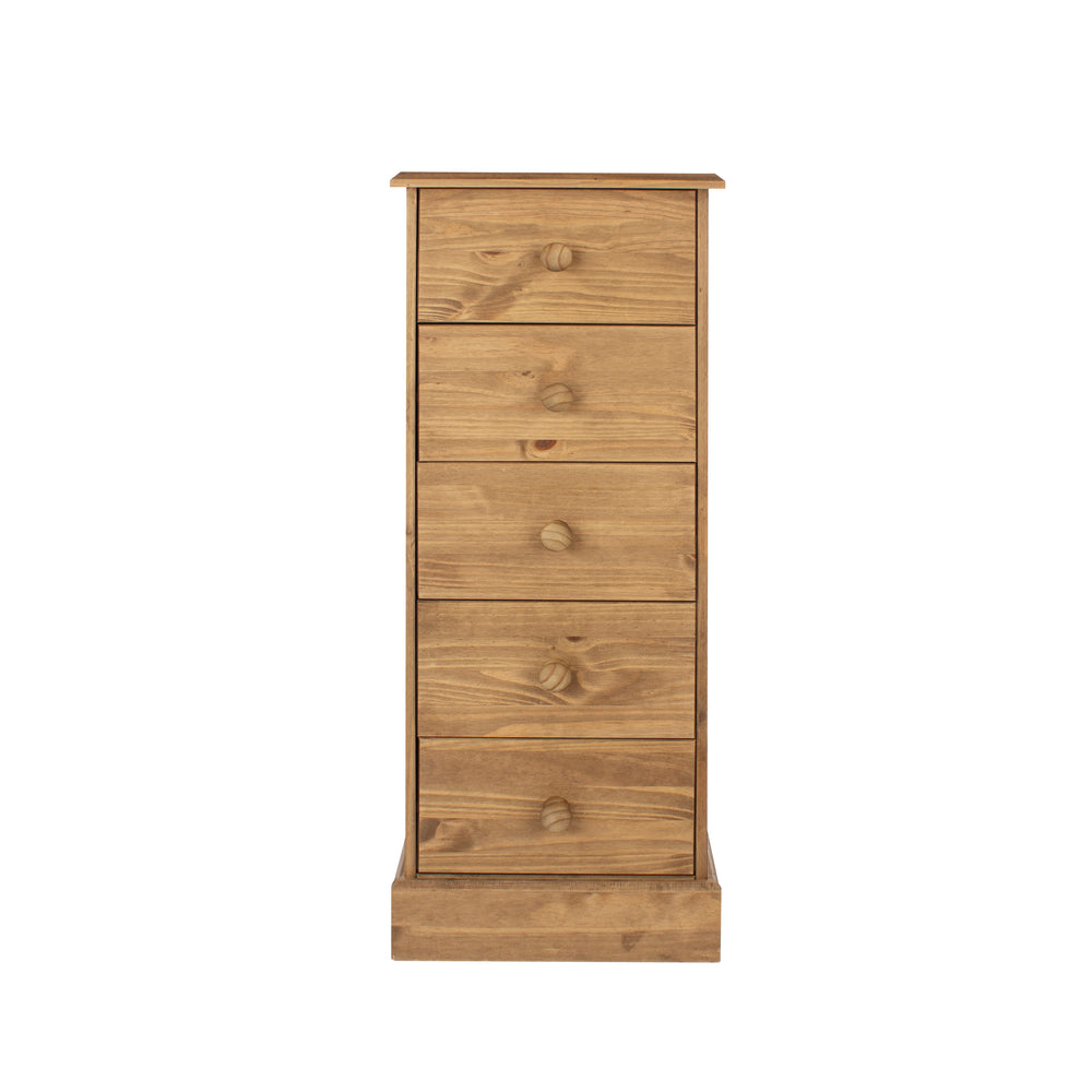 Cotswold 5 Drawer Narrow Chest Antique Waxed Pine  (DHD) Image 2