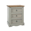 Corona Grey 3 Drawer Bedside Cabinet  Grey Wax Antique Waxed Pine (DHD) Image 3
