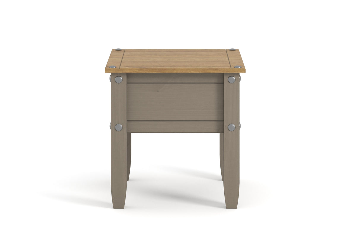 Corona Grey Lamp Table Grey Wax Antique Waxed Pine (DHD) Image 2