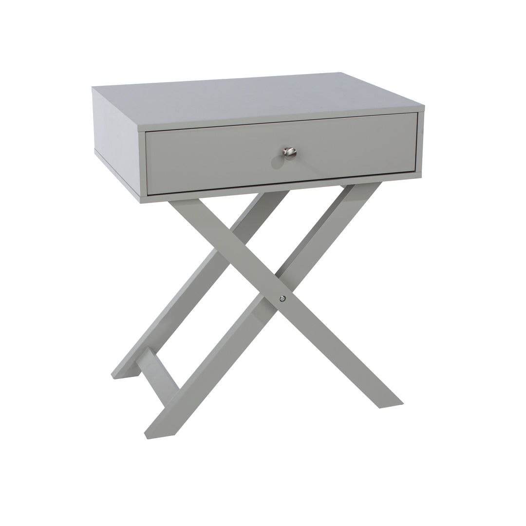 Options Grey X Leg  1 Drawer Petite Bedside Cabinet Grey  (DHD) Image 3