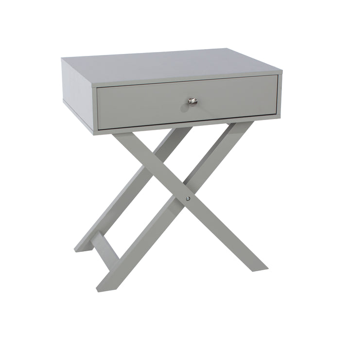 Options Grey X Leg  1 Drawer Petite Bedside Cabinet Grey  (DHD) Image 3