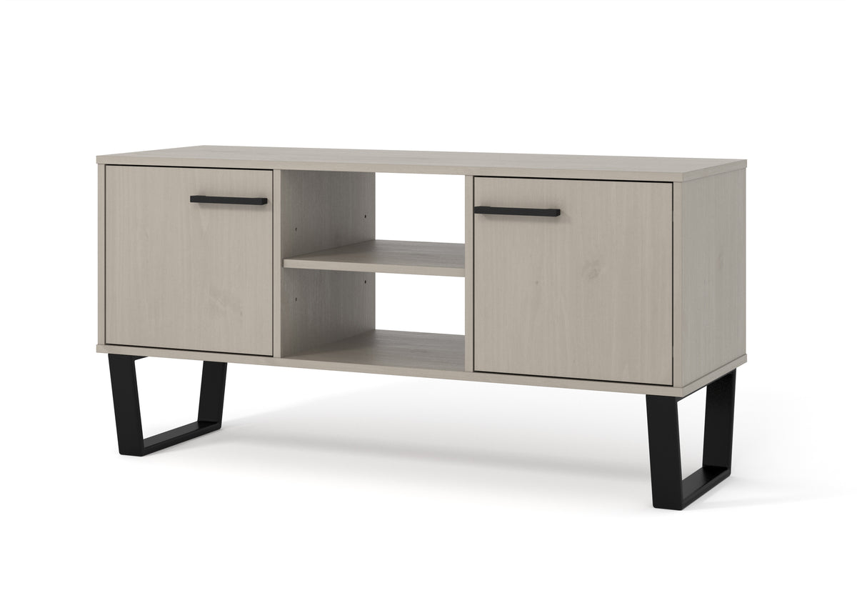 Texas 2 Door Flat Screen Tv Unit Grey Waxed Pine Black (DHD) Image 1