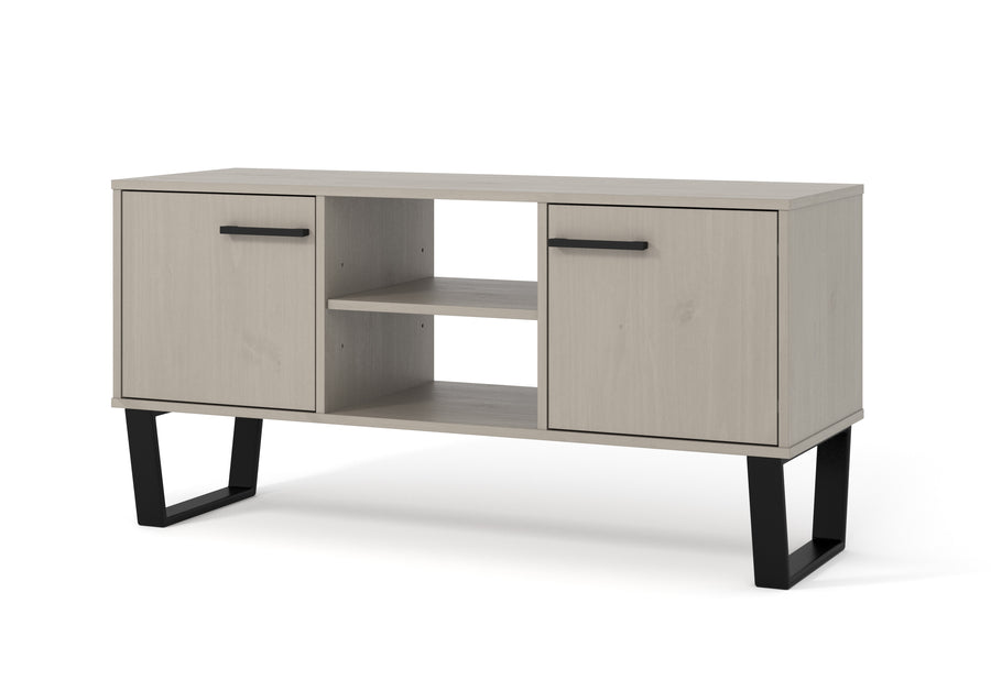 Texas 2 Door Flat Screen Tv Unit Grey Waxed Pine Black (DHD) Image 1