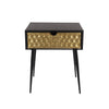 Options Jupiter Metal 1 Drawer Bedside Cabinet, Gold Drawer With Black Handle And Legs Black Gold (Self Assembly) (DHD)