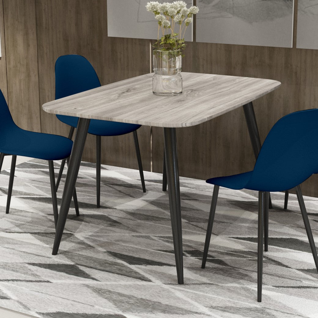 Aspen Rectangular Dining Table, Grey Oak Effect With Black Tapered Legs  Grey Oak Black (DHD) Image 2