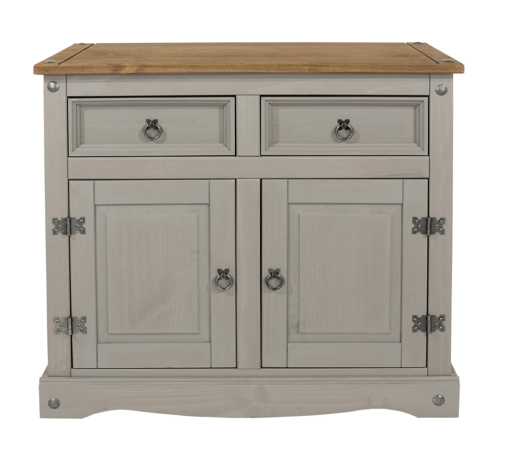 Corona Grey Small Sideboard Grey Wax Antique Waxed Pine (DHD) Image 2