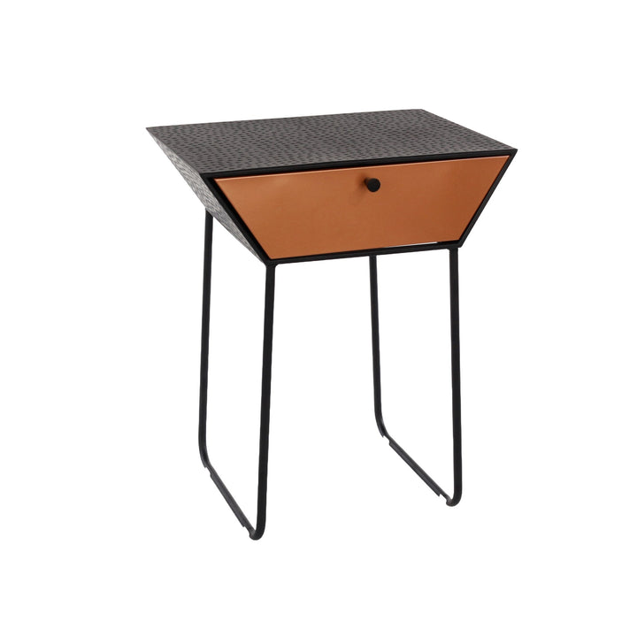 Options Apollo Metal 1 Drawer Bedside Cabinet, Copper Drawer, Black Cabinet, Handle And Legs Black Copper (Self Assembly) (DHD)