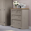 Corona Grey 2+2 Drawer Chest  Grey Wax Antique Waxed Pine (DHD) Image 5