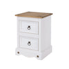 Corona White 2 Drawer Petite Bedside Cabinet White Wax Antique Waxed Pine (DHD) Image 1
