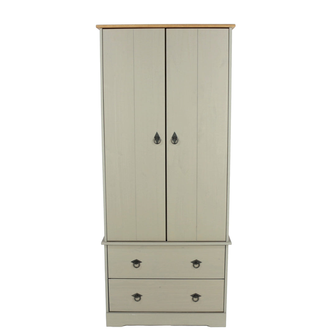 Corona Classic 2 Door, 2 Drawer Wardrobe Grey Antique (Self Assembly) (DHD)