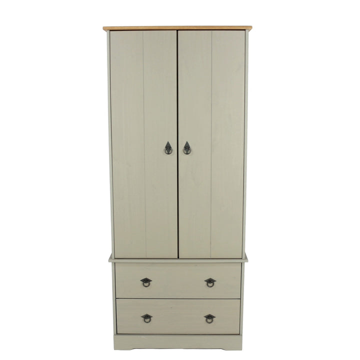 Corona Classic 2 Door, 2 Drawer Wardrobe Grey Antique (Self Assembly) (DHD)