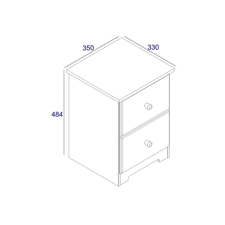 Colorado 2 Drawer Petite Bedside Cabinet Soft White Oak (DHD) Image 7