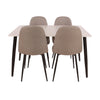Aspen Rectangular Dining Table, White Marble Effect Foiled Top And 4 X Upholstered Chair Set  White Grey (DHD) Image 2