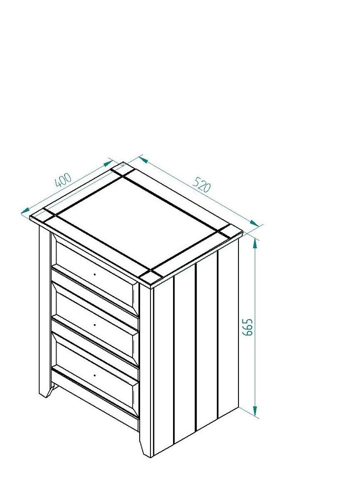 Capri 3 Drawer Bedside Cabinet White Antique Waxed Pine (DHD) Image 7