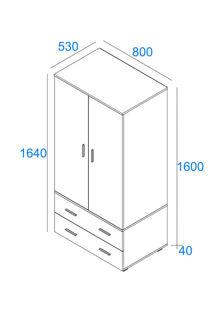 Lido 2 Door, 2 Drawer Low Wardrobe  White  (DHD) Image 4