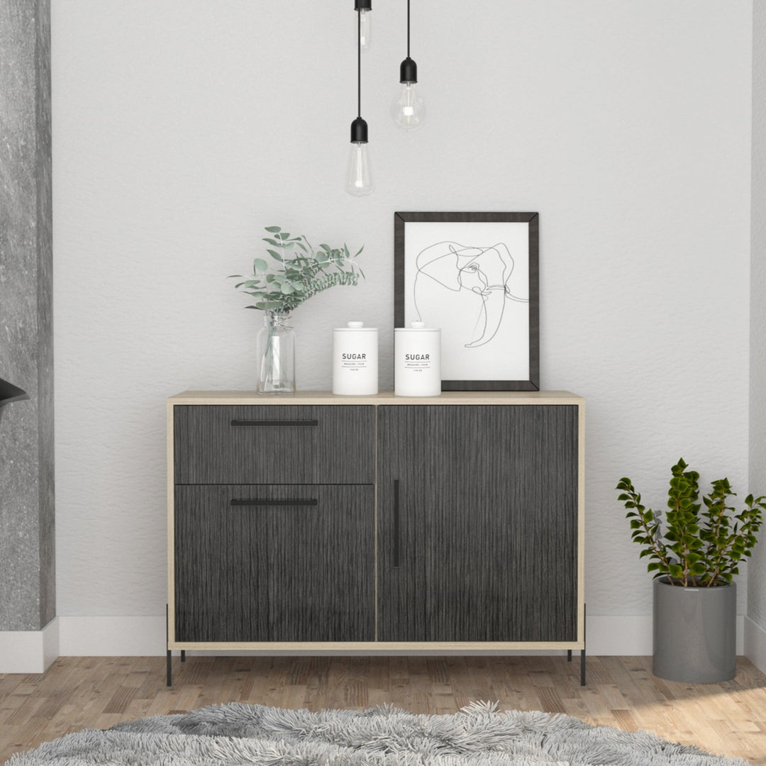 Harvard Small Sideboard With 2 Doors & 1 Drawer  Washed Oak Carbon Grey Oak (DHD) Image 4
