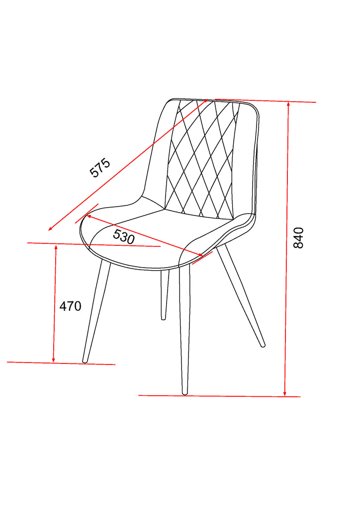 Aspen Diamond Stitch Lt Grey Cord Fabric Dining Chair, Black Tapered Legs (Pair) Light Grey Black (DHD) Image 6