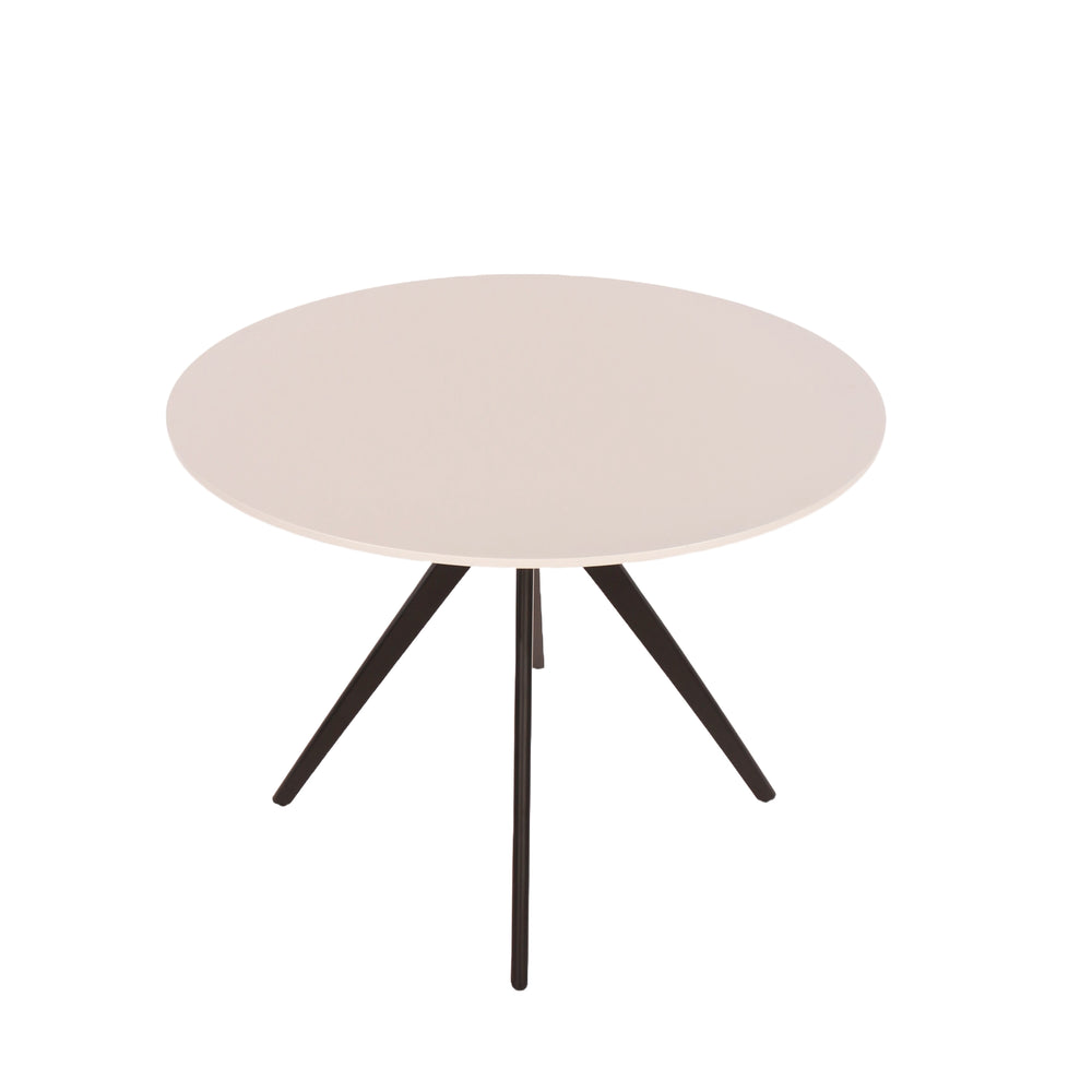 Aspen Round Dining Table, White Painted Top With Black Pedestal Leg Frame White Black (DHD) Image 2
