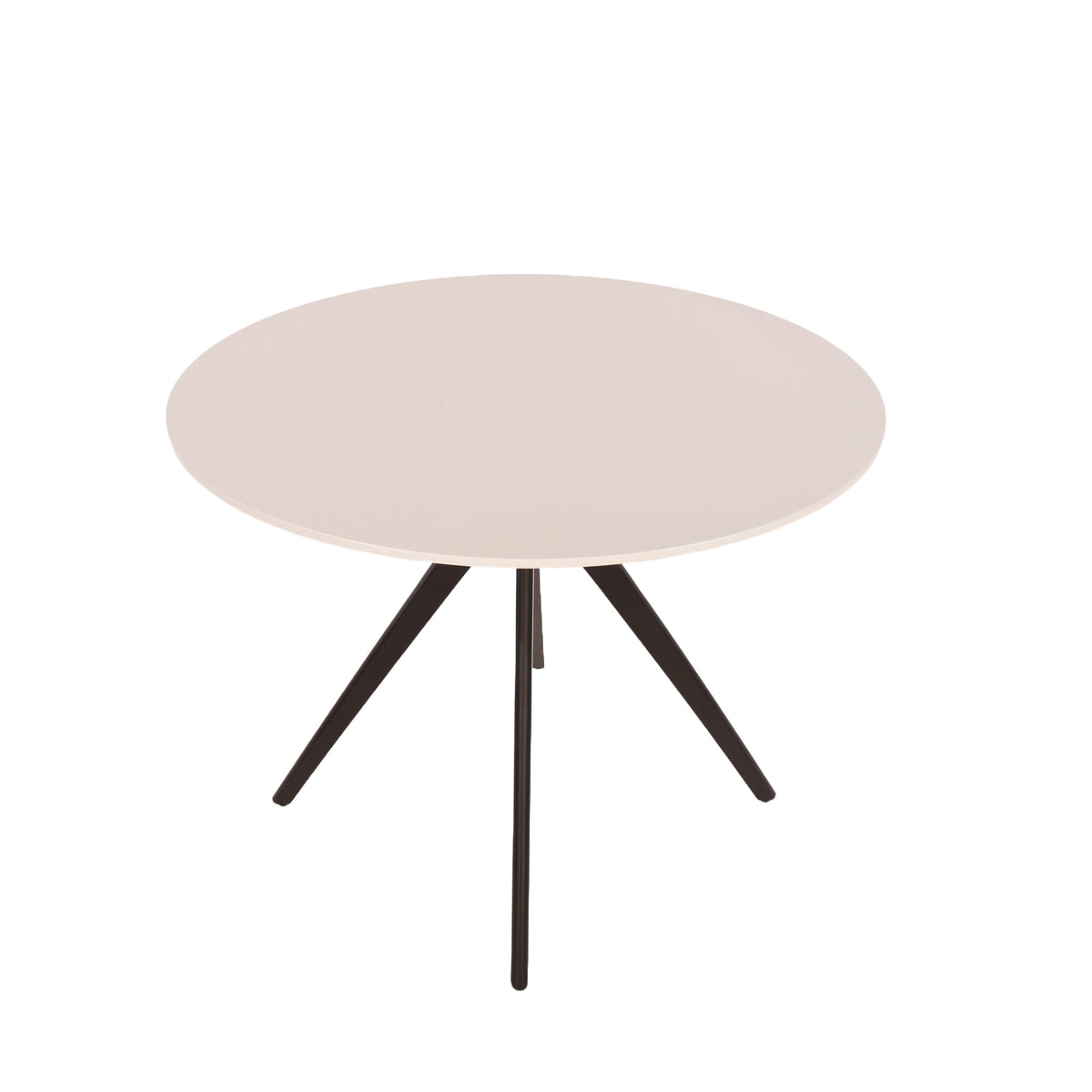 Aspen Round Dining Table, White Painted Top With Black Pedestal Leg Frame White Black (DHD) Image 2