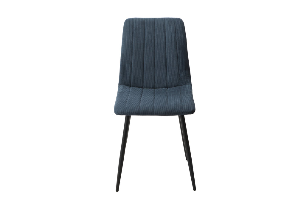 Aspen Straight Stitch Blue Cord Dining Chair, Black Tapered Legs (Pair) Blue Black (DHD) Image 2