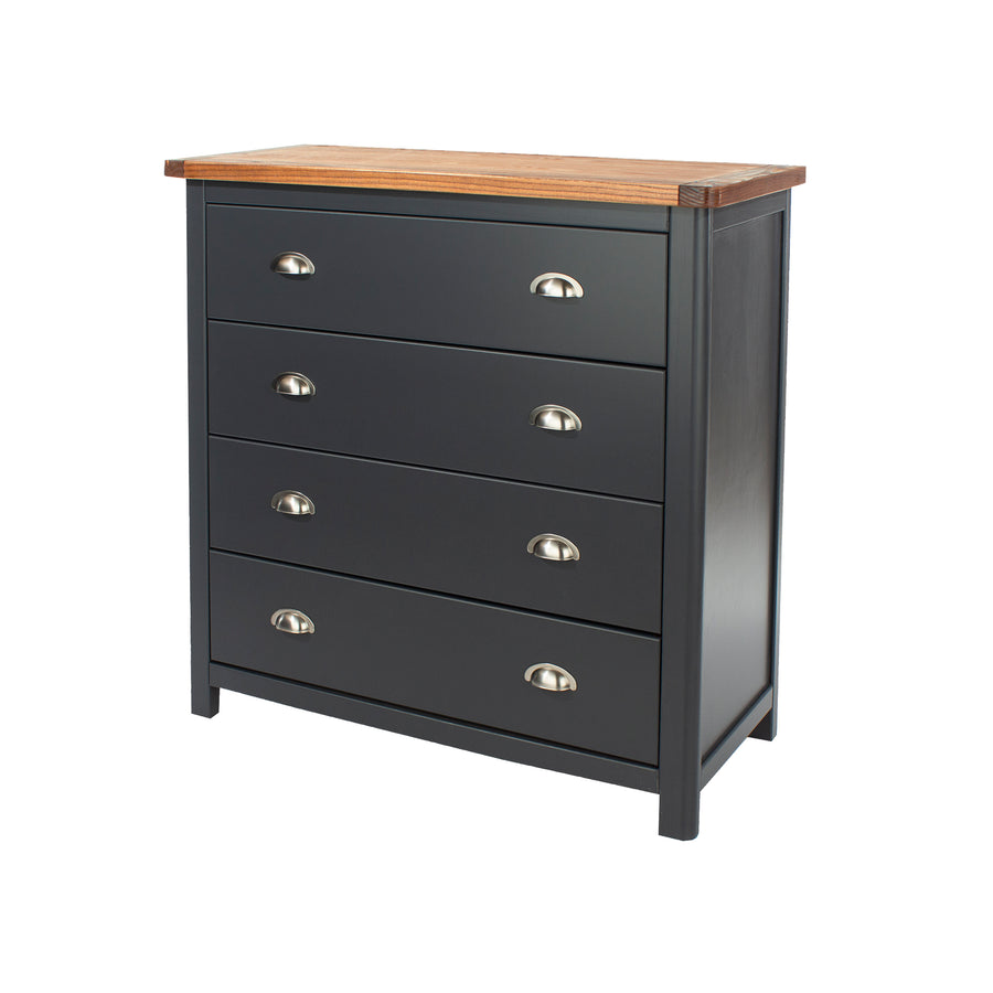 Dunkeld 4 Drawer Chest Midnight Blue Antique Oak Effect Wax (DHD) Image 1