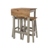 Linea Linea Drop Leaf Breakfast Table & 2 High Stools Set Grey Antique Waxed Pine (DHD) Image 5