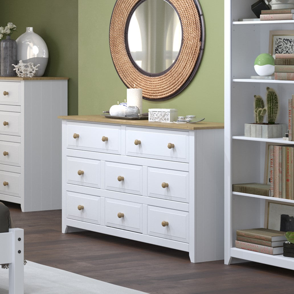 Capri 6+2 Drawer Large Chest White Antique Waxed Pine (DHD) Image 5