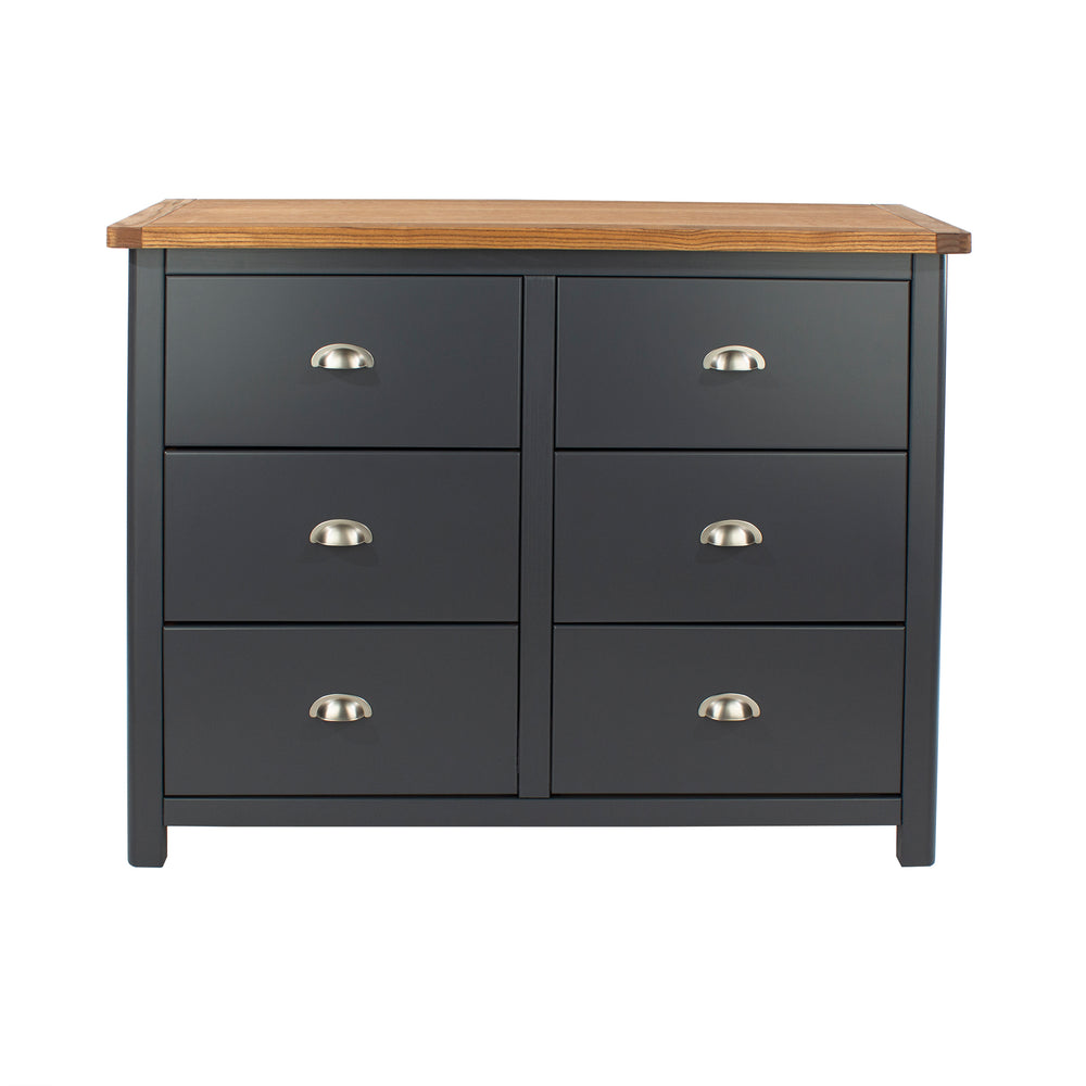 Dunkeld 3+3 Dr Wide Chest Midnight Blue Antique Oak Effect Wax (DHD) Image 2