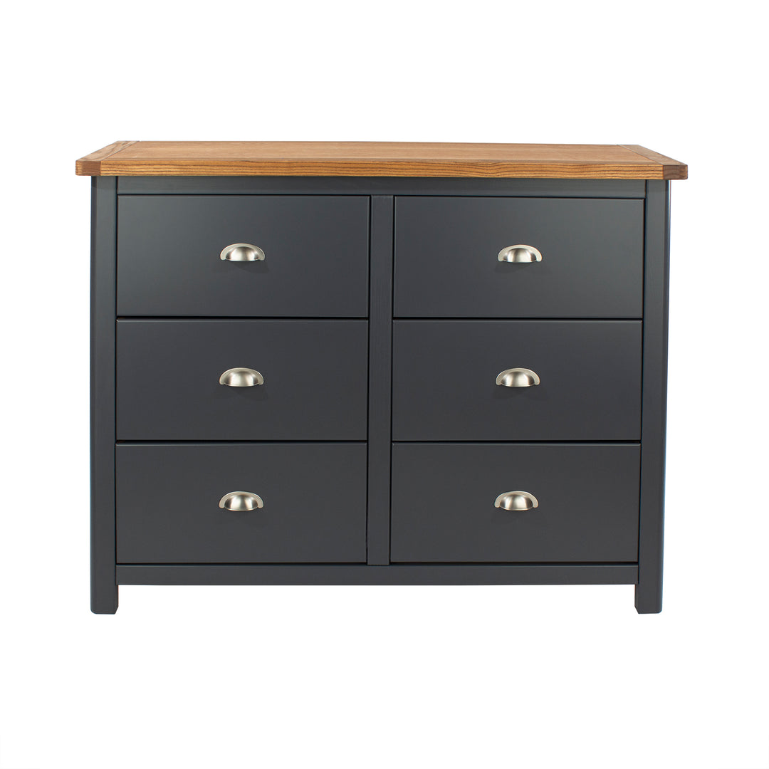 Dunkeld 3+3 Dr Wide Chest Midnight Blue Antique Oak Effect Wax (DHD) Image 2