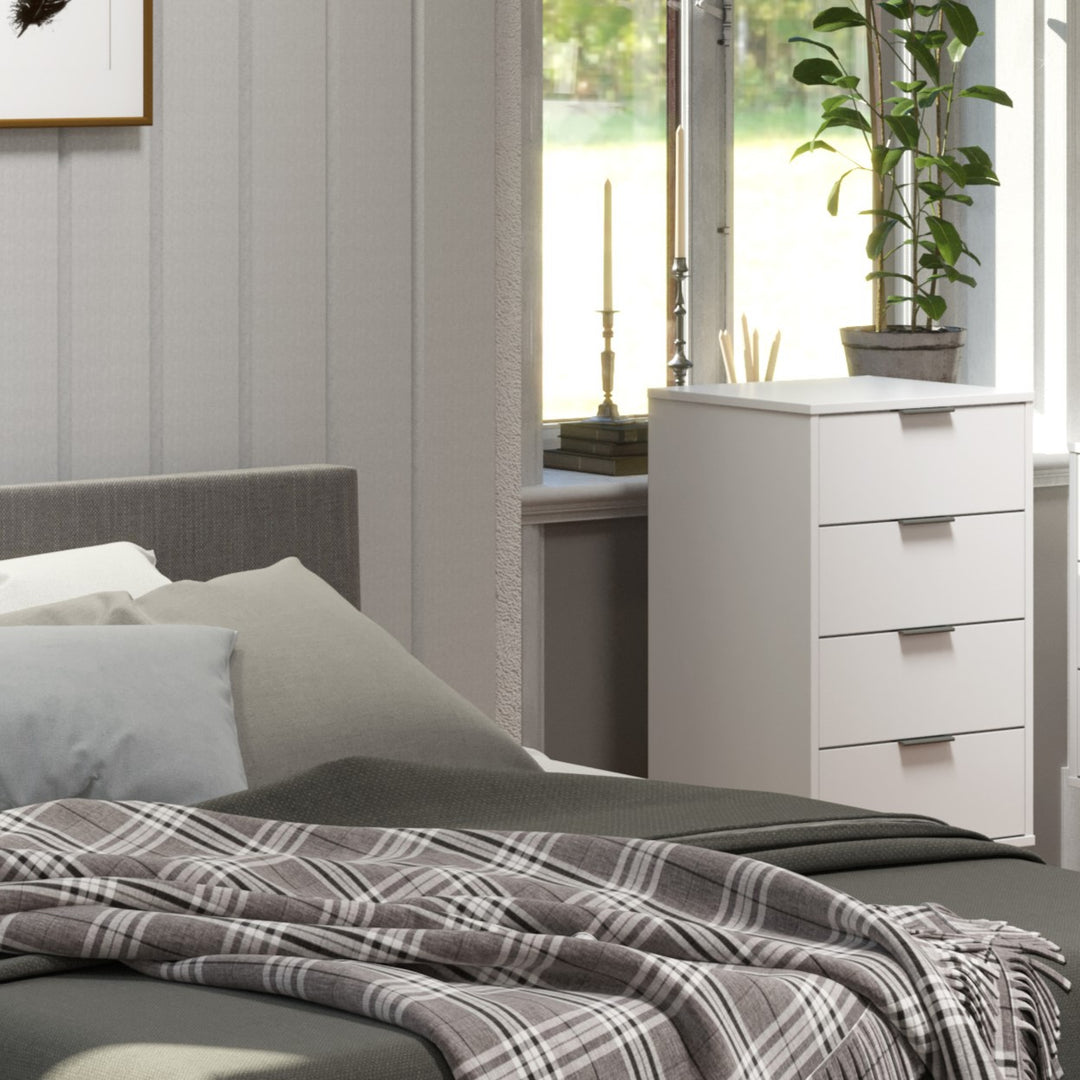Augusta White 4 Drawer Narrow Chest Of Drawers White    (DHD) Image 5