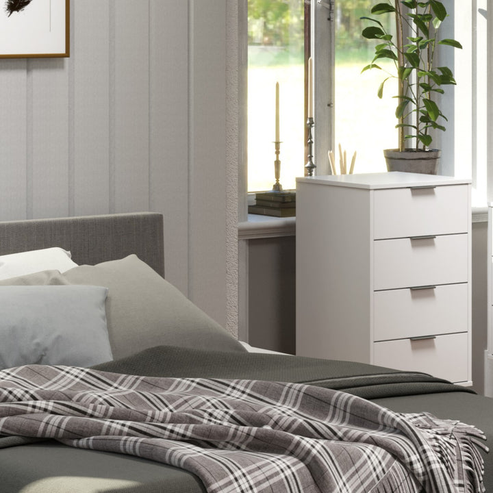 Augusta White 4 Drawer Narrow Chest Of Drawers White    (DHD) Image 5
