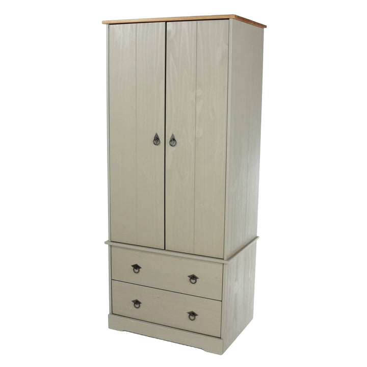 Corona Classic 2 Door, 2 Drawer Wardrobe Grey Antique (Self Assembly) (DHD)