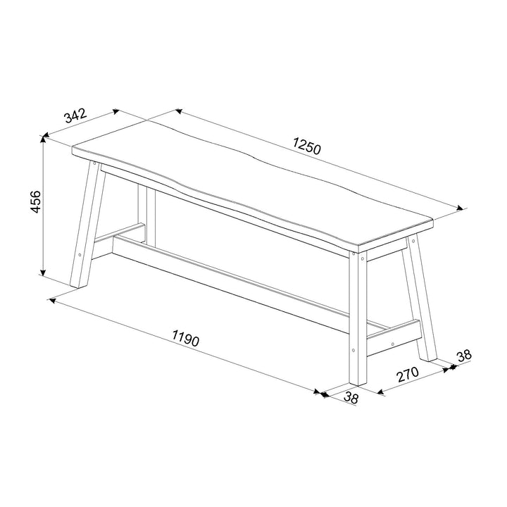 Corona Grey Live Edge Large Dining Bench Grey Antique Waxed Pine (DHD) Image 5