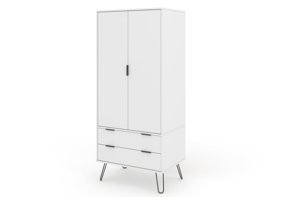 Augusta White 2 Door, 2 Drawer Wardrobe White    (DHD) Image 1