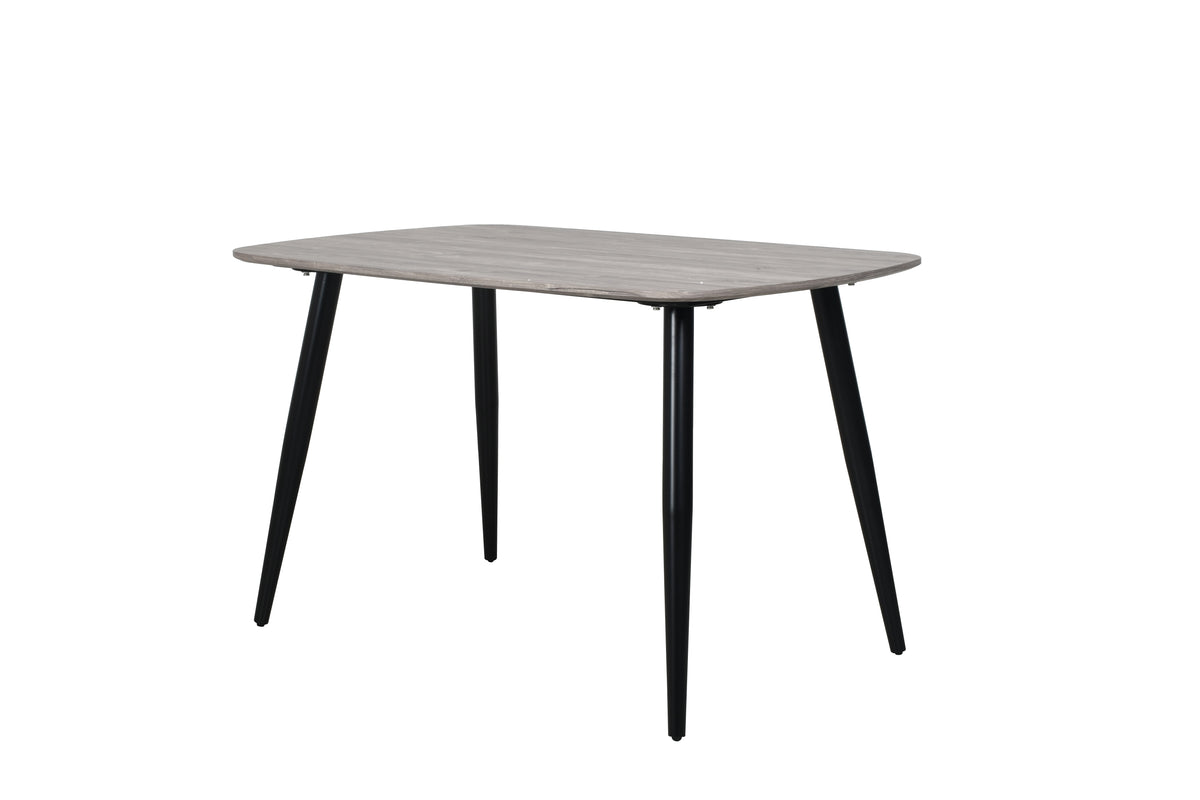 Aspen Rectangular Dining Table, Grey Oak Effect With Black Tapered Legs  Grey Oak Black (DHD) Image 1