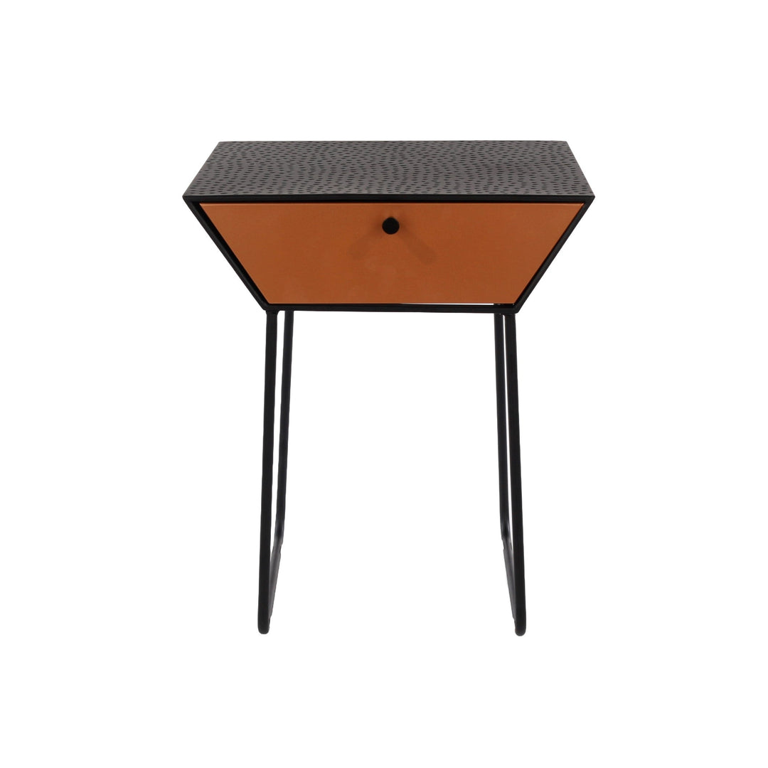 Options Apollo Metal 1 Drawer Bedside Cabinet, Copper Drawer, Black Cabinet, Handle And Legs Black Copper (Self Assembly) (DHD)