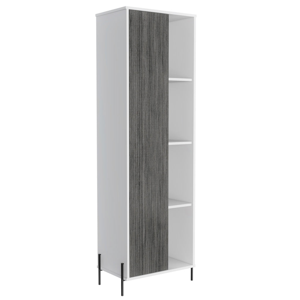Dallas Tall Storage & Display Cabinet White Carbon Grey Oak (DHD) Image 1