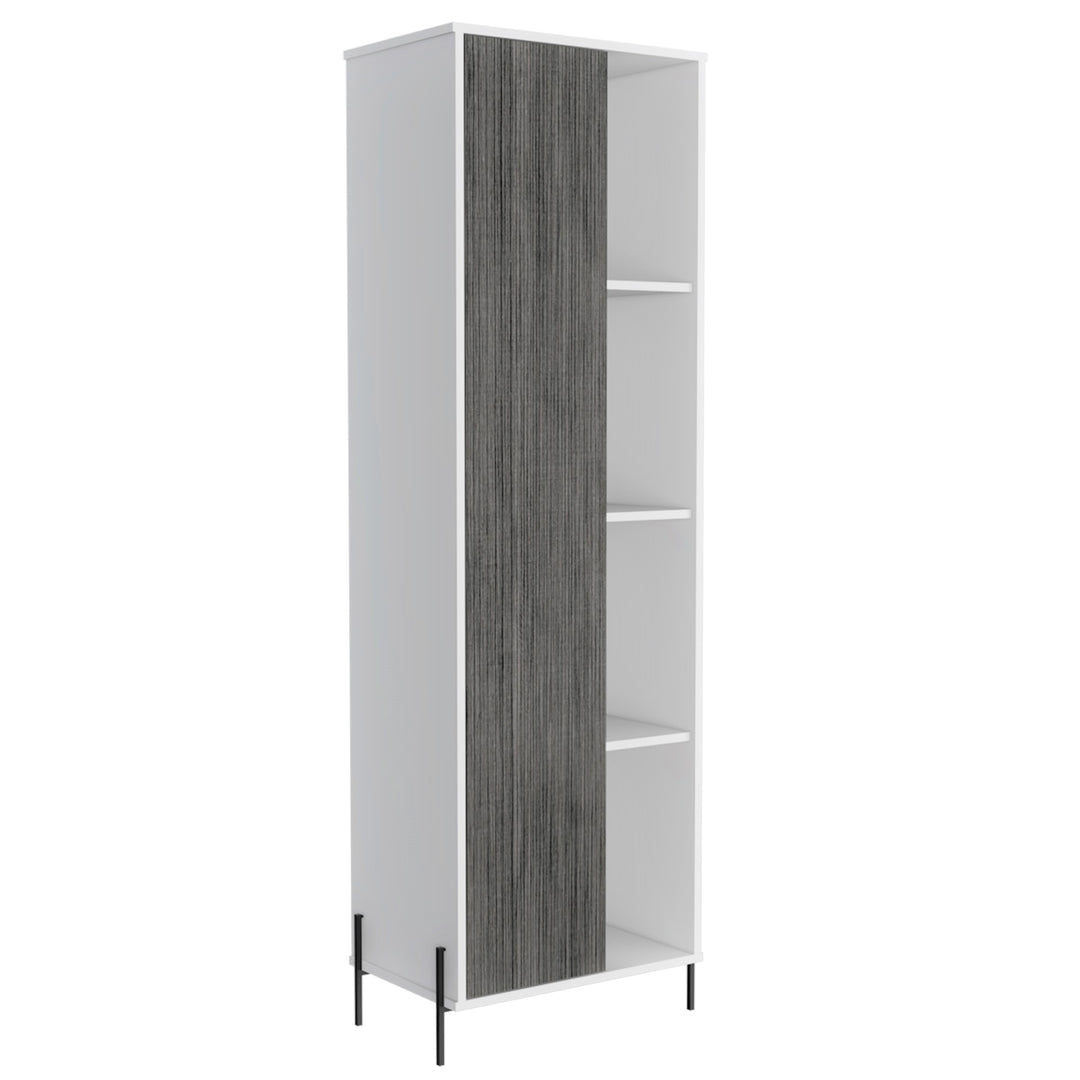 Dallas Tall Storage & Display Cabinet White Carbon Grey Oak (DHD) Image 1