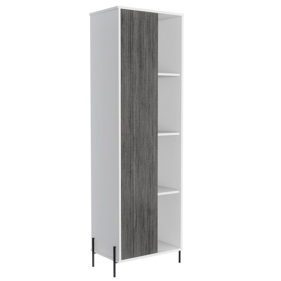 Dallas Tall Storage & Display Cabinet White Carbon Grey Oak (DHD) Image 1
