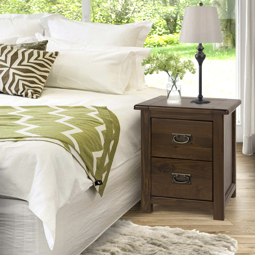 Boston 2 Drawer Bedside Cabinet Dark Brown  (DHD) Image 5