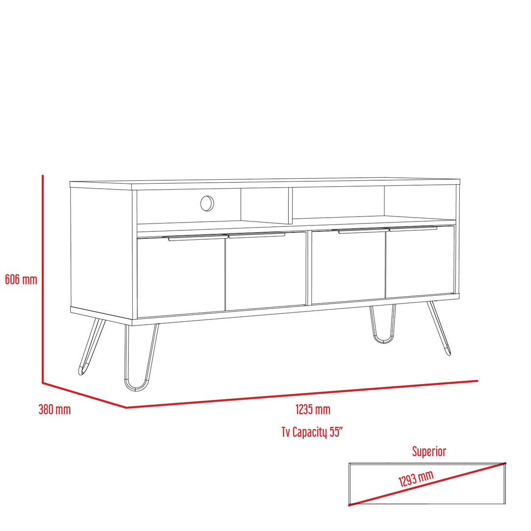 Vegas Wide Screen Tv Rack With 4 Doors Bleached Oak Grey (DHD) Image 5