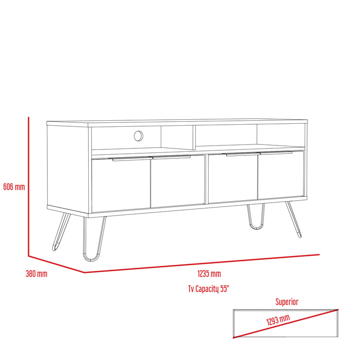 Vegas Wide Screen Tv Rack With 4 Doors Bleached Oak Grey (DHD) Image 5