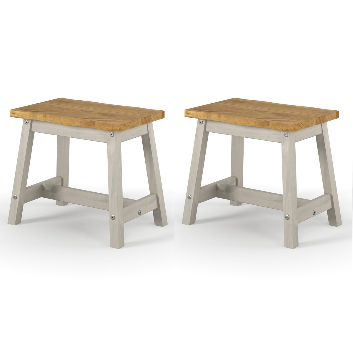 Corona Grey Live Edge Large Dining Bench Grey Antique Waxed Pine (DHD) Image 2