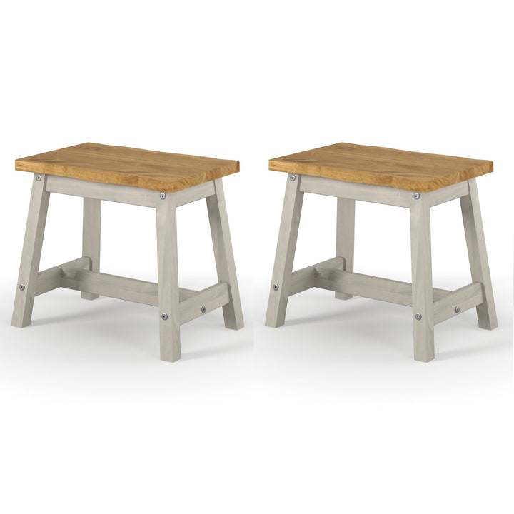 Corona Grey Live Edge Large Dining Bench Grey Antique Waxed Pine (DHD) Image 2