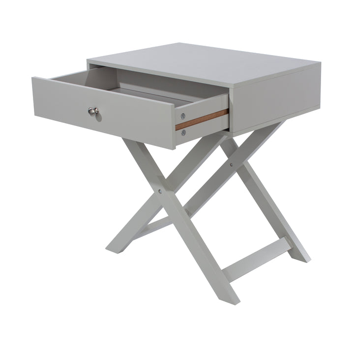 Options Grey X Leg  1 Drawer Petite Bedside Cabinet Grey  (DHD) Image 4