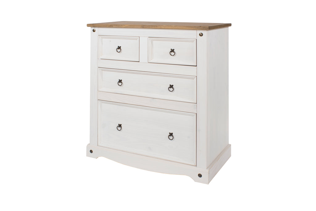Corona White 2+2 Drawer Chest  White Wax Antique Waxed Pine (DHD) Image 1