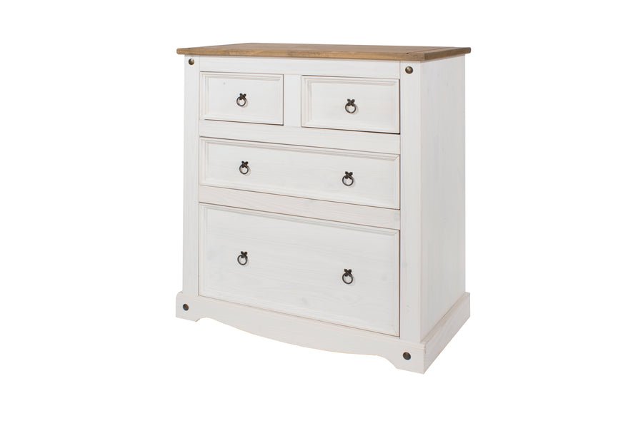 Corona White 2+2 Drawer Chest  White Wax Antique Waxed Pine (DHD) Image 1
